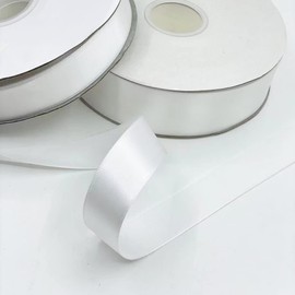 IHKFILAN Double Face Satin Ribbon 1Inchx25Yards Double Sided Solid Polyester Ribbon for Gift Wrapping Party Hair Braids Bow Shower Decoration Floral Arrangement Craft Supplies (Off White)