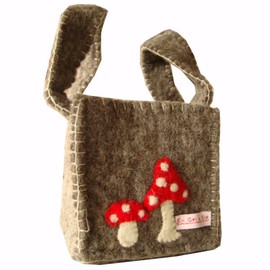 Small Felt Bag with Mushroom Motif Bowl (Woodland)