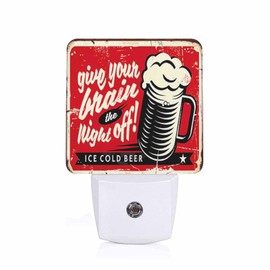 Chrobak LED Night Light,Retro Funny Concept Bar Vintage Beer Glass LED Night Light Plug into Wall with Dusk to Dawn Light Sensor White Energy Efficient Nightlight for Bedroom Hallway Living Room