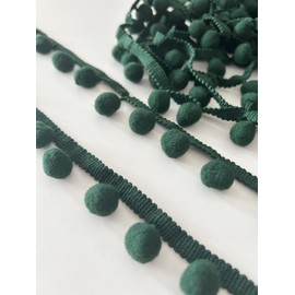 Daihellenstone 10 Yards Green Pom Pom Trim Ribbon 15mm Ball Fringe Trim for Sewing Accessory Decoration DIY Crafts