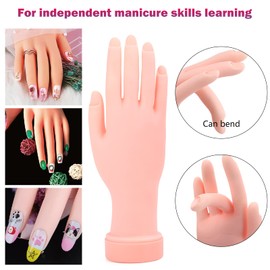 Practice Hand for Acrylic Nails, Fake Maniquin Training Hand for Nail Practice, Nail Practice Hand with Acrylic Nail Powder and Liquid Set, Nail Kit Set Professional Acrylic with Manincure Hand
