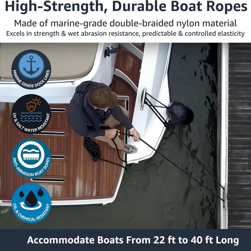 Boat Dock Lines 1/2 Inch x 16 ft Double Braid
