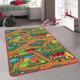 Champion Rugs Kids Carpet Playmat Rug Car Rug for Kids Cars, Non-Slip Town City Road Map Kids Rug for Playroom Bedroom Boys, Kids Car Mat Road Rug, Track Rug Car Play Rug for Kids (5’ X 7’)