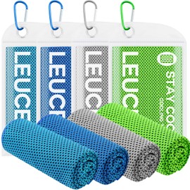Leuceiy 4 Pack Cooling Towels, Microfiber Chilly Ice Towels for Neck and Face, Hot Weather Soft Towel for Yoga, Sport, Running, Gym, Golf, Camping, Fitness, Workout, Travel, Climb