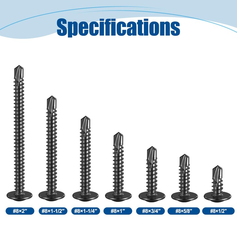 ANCHOREASE #8×2″ Sheet Metal Screws 100Pcs, 410 Stainless Steel Self