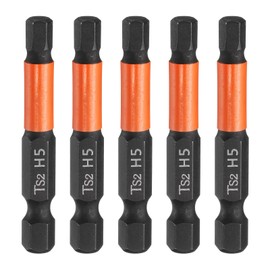 HARFINGTON 5pcs Hex Head Wrench Drill Bit 5mm(H5) Metric 1/4" Hex Shank 2"(50mm) Length S2 Steel Magnetic Impact Drivers Screwdriver Bit Hexagon Electric Drill Bits