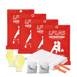 Fire Blankets Emergency for Home, 4 Pack Fire Suppression Blanket, 40” x 40” Fire Blanket for Kitchen, Fireproof Fiberglass Fire Safety Blanket for Office, School, Camping, Grill, Car, Warehouse