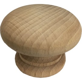 Fort Fasteners® 2 x Wooden Door Knobs Drilled for Wood Screws Dowel Screw 50mm Beech Unfinished