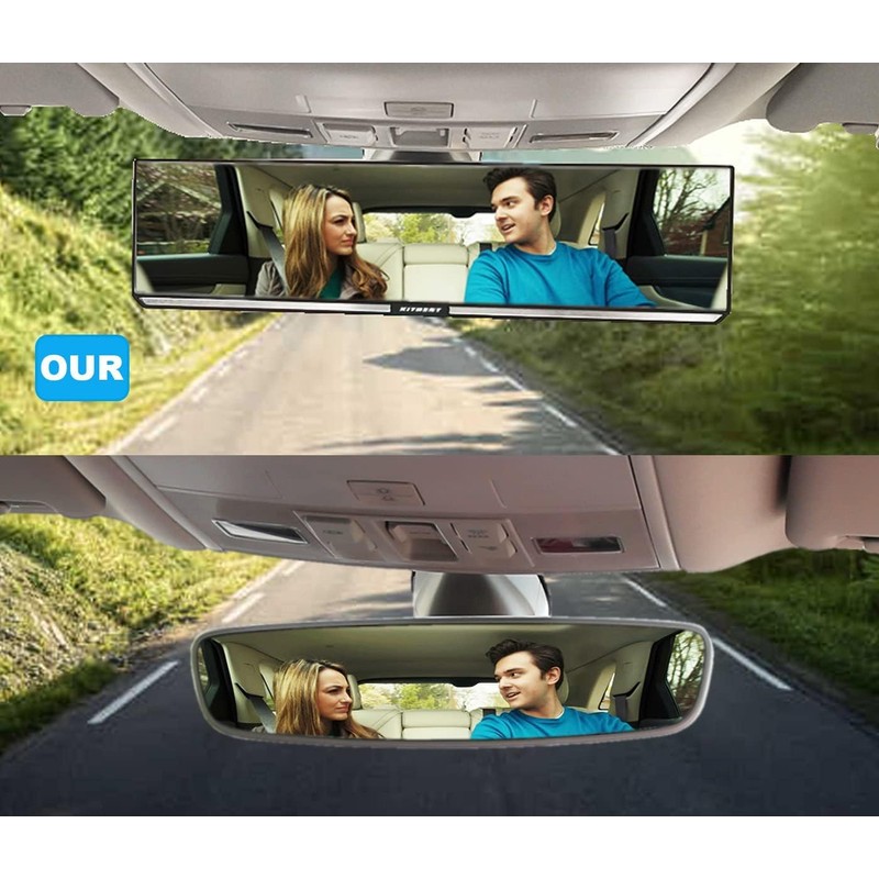 Kitbest Rear View Mirror, Interior Clip On Panoramic Rearview Mirror