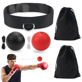 Boxing Reflex Ball Set, 2 Boxing Balls with Headband, Training Device for Reaction and Agility (A)