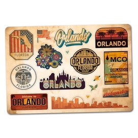 A5 Sticker Sheet Orlando Vinyl Stickers - USA Florida Landmarks Retro Vintage Airport City Flag Travel Holiday Country Aesthetic #82818