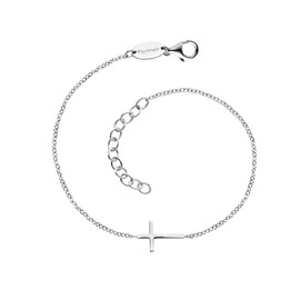 Engelsrufer Women's Bracelet Made of Sterling Silver and Cross Pendant Silver – Lobster Clasp – Adjustable Length – Nickel-Free, Sterling Silver, No Gemstone