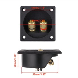 XYRSTOLR 2Pcs 2.2 Inch Square 2-Way Speaker Box Terminal Speaker Terminal Cup with Banana Plugs Binding Post Subwoofer Box Speaker Terminal