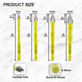 Skewed Head Eccentric Drill Bits Set - SANLEETEK Masonry Drill Bit Set for Wood Plastic Masonry Ceramic Tile Concrete Marble 10pcs 6mm*4+8mm*2+10mm*2+12mm*2, Quick Change Hex Shank