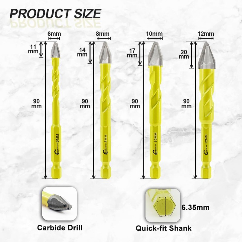 Skewed Head Eccentric Drill Bits Set - SANLEETEK Masonry Drill