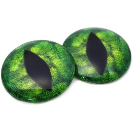 Megan's Beaded Designs Green Pine Tree Dragon or Cat Glass Eyes 6mm to 60mm Forest Holiday Jewelry Making Art Doll Parts Taxidermy Sculpture Flatback Domed Cabs (60mm)