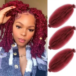 Hbegant Marley Twist - Extensiones De Cabello Trenzado De 8 Pulgadas, 3 Paquetes, Cabello Afro Elástico, Preesponjado, Preseparado, Para Rastas Suaves (8 Pulgadas (Paquete De 3)) Bug#
