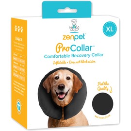 ZenPet Protective Inflatable Recovery Collar for Dogs and Cats - Soft Pet Collar Does Not Block Vision E-Collar - Designed to Prevent Pets from Touching Stitches, Wounds and Rashes (X-Large)