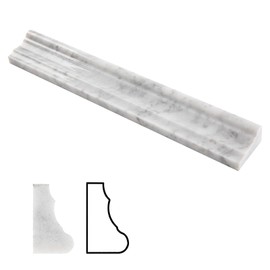 Lovdeco Marble Chair Rail Trim Molding, White Carrara Marble Trim Tile for Bathroom Kitchen Shower Wall, Polished, 9/5" X 12" Inch, 10 Pcs