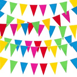 Lange Wimpelkette, CIYIN 100 m Wimpelkette bunt mit 250 Dreiecksflaggen, Groß Wimpelkette aus Nylongewebe, Girlande für Outdoor und Indoor, Geburtstage, Partydekorationen