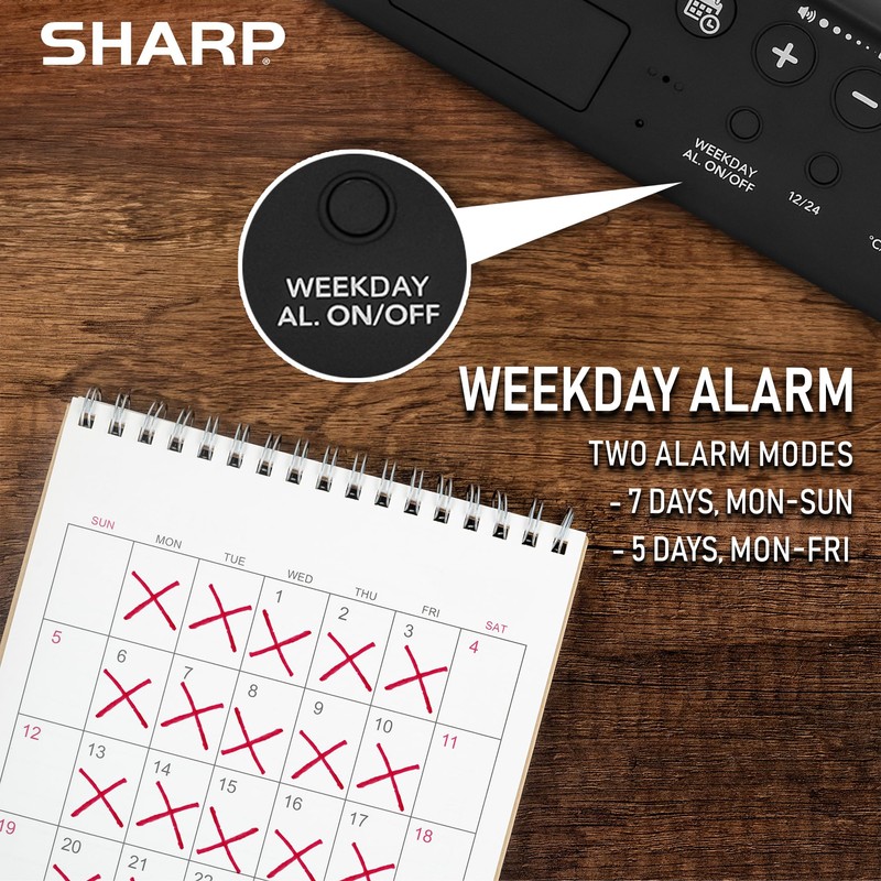 Sharp Digital Large Display Alarm Clock for Living Room Office