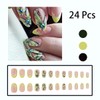 24 Pcs French Tip Press on Nails Medium Almond Butterfly