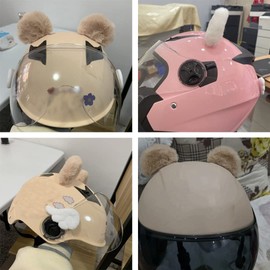 Kawaii Round Bear Ears for Helmet Plush Ears Adhesive Velcro Ski Helmet Accessory for Children Balance Bike Helmet Decor Gray