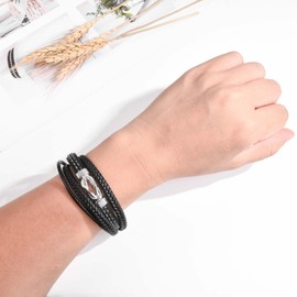 WOVEE Leather Bracelet for Son / Dad / Man Magnetic Clasp with "I Love You Engraving Christmas Jewellery Gifts Stainless Steel Bracelet Leather, Leather