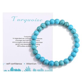 CERSLIMO Natural Bead Bracelet for Women Men Teen Girls Boys - Healing Bracelets Stretch Link Bracelets with Beautiful 8mm Crystal Bracelet for Birthday Christmas, Anxiety Bracelet, Turquoise Bracelet