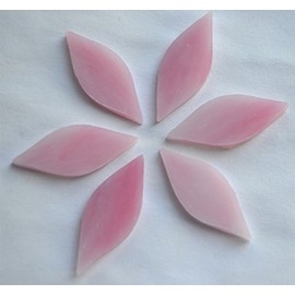 Tiffany Glass Leaf Shape 4 x 1.5 cm Approx. 12 g Pack of 6 Pink for Flowers