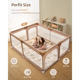 Blissful Diary Baby Play Mats for Floor, 71x59 Inch Extra Thicker & Large Soft Cushioning Foam Playmats for Babies and Toddlers, Foldable Washable Baby Crawling Mat for Playpen, Earth Tones Design