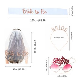 TIEHOARO Bride to Be Bash,Bride-to-Be Party Pack - Veil, Sash, Glasses & More for Bachelorette, Bridal Shower & Engagement Parties