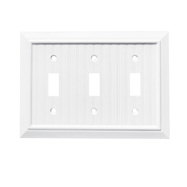Pure White Classic Beadboard Wall Plates,Light Switch Covers,Electrical Outlet Covers, Switch Plates of Various Combination, Nature Bamboo Fiber Wall plate (3 Gang Toggle 1 Pack)