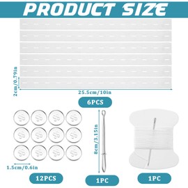 6 Pcs Adjustable Elastic Jean Waist Tightener Tool, Waist Tightener for Pants Women, Kids Pants Waist Extender, Pants Button Tightener with 12 Buttons, 1 Sewing Kit &1 Thread Hook (White)