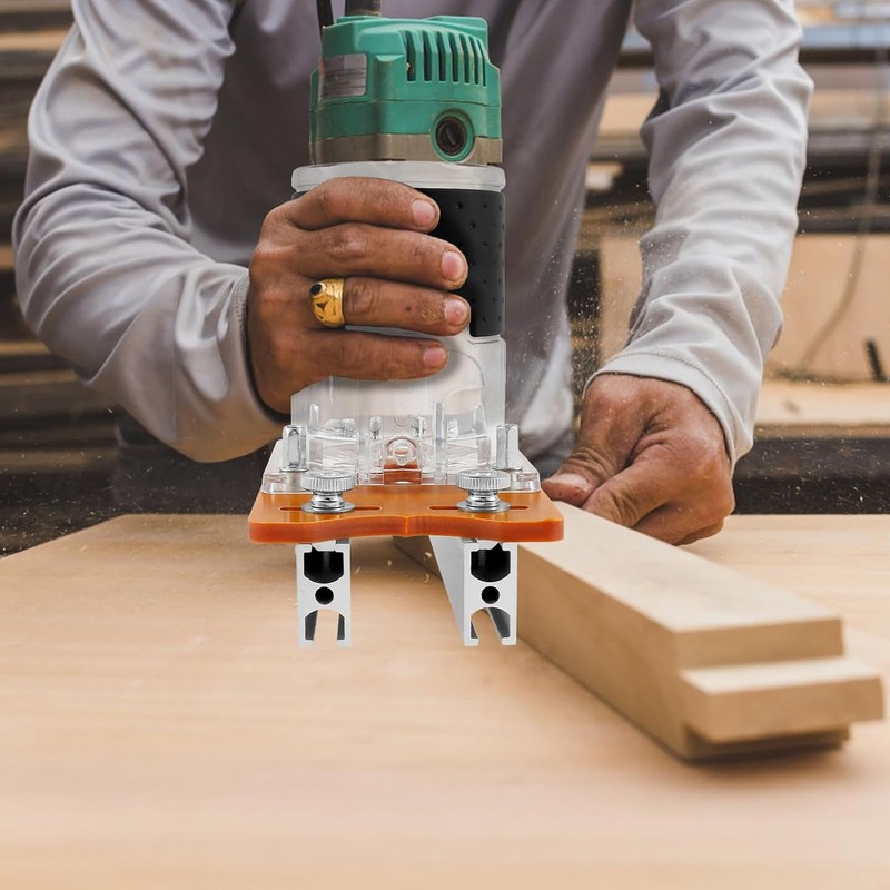 Woodworking Router Base with Transparent Cover Milling Cutter Slotting Bracket