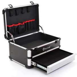 ELIAUK Tool Box Hard Case Tool Organizer Storage Cabinet Carry Case Tool box with Drawers(Silver)