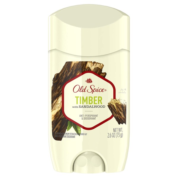 Old Spice Antiperspirant Deodorant for Men, Timber With Sandalwood, Inspired by Natural Elements, Invisible Solid, 2.6 Oz,(Pack of 12)