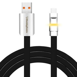 chubbycable Neon Chubby - Fast Charge Cable with Smart Light RGB Color Gradual Light Up LED USB Charging Cable, Black, USB-A to Type-C, 3.3 FT