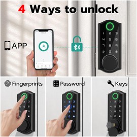 Dhiedas Smart Door Lock for Front Door- Fingerprint Door Lock with Code, Keyless Entry Door Lock- Electronic Digital Keypad Door Lock with APP Control Waterproof & Auto-Lock