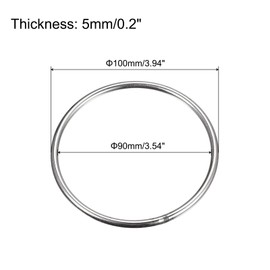 sourcing map Stainless Steel 304 O Rings, 1 Piece 100 mm (3.94) Outer Diameter 5 mm Thickness Multi-Purpose Metal Welded O-Ring Round Ring