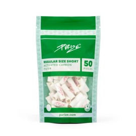 50 Purize® Activated Carbon Filters Regular Size 9 mm in Storage Bag - Premium Activated Carbon Filter with Ceramic Caps for Improved Airflow