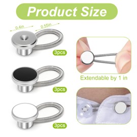 9Pcs Premium Collar Extenders for Men's Dress Shirts,Jeans Pants for Men and Women,Elastic Neck Button Extenders&Collar Stays,Suit Accessories for Formal Wear (Black/White/Silver)