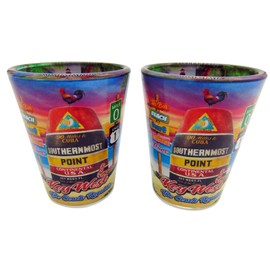 Key West Florida Shot Glass Set with Two of the Same Glasses Souvenir Pack Featuring the Southernmost Point