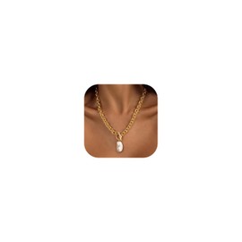 Chunky Toggle Necklace Pearl Paperclip Statement Necklaces for Women Bold Jewelry Stylish Gift for Birthdays Anniversaries and Holidays