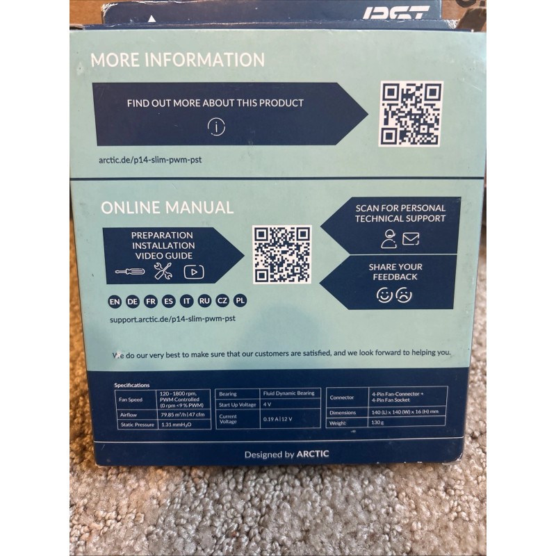 ARCTIC P14 SLIM PWM PST Case Fan 140 mm PWM