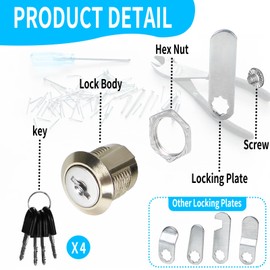 16 mm Secure Mailbox Lock, Wear-Resistant Lever Lock, Furniture Lock, Durable Cabinet Lock with Lock Plates, Drawer Lock with Key, Letterbox Lock for Items Protect