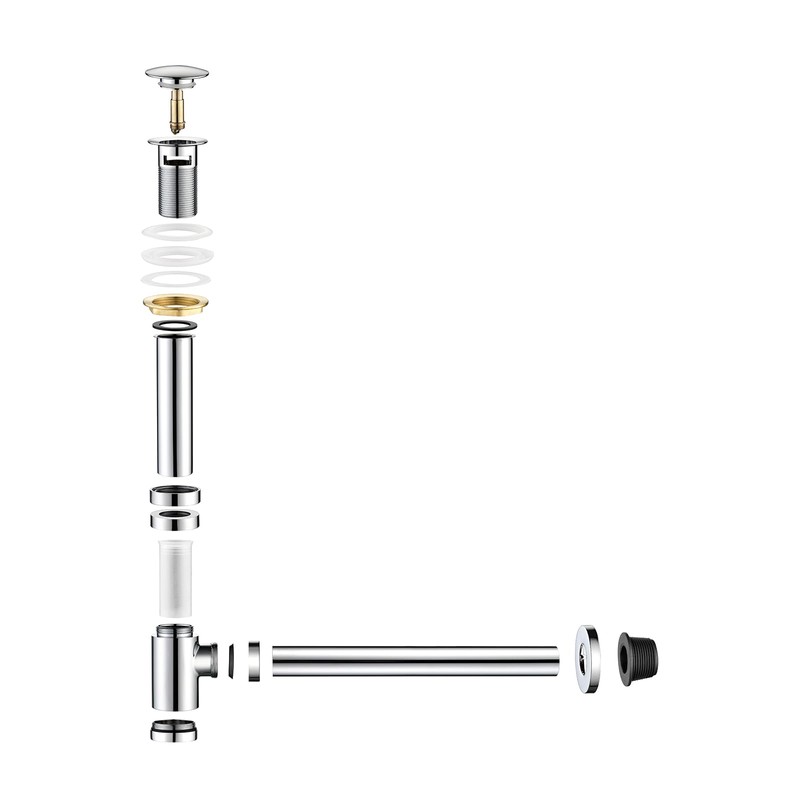 Heixutas Brass P Trap with Bathroom Sink Stopper : 1-1/4