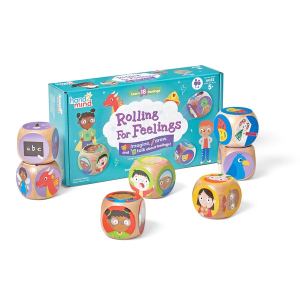 Learning Resources Rolling For Feelings Dice Game, Social Emotional Learning Activities, Ages 5+, 8 Pieces, Dice Games for Families, Emotion Games, Play Therapy Games for Kids, Mindfulness for Kids