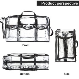 M MUNCASO Clear Tote Bag Large Toiletry Bag Transparent Bag Clear Crossbody Bag with Adjustable Shoulder Strap and Zipper Closure, Perfect for Work, Sports Games, Concert (Black#2)