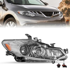 SOCKIR Halogen Model Headlight Assembly Compatible with 2009-2014 Murano OE Style Headlamp Not for HID Passenger Side Bulbs Included